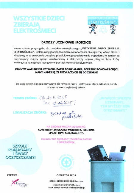 ZBIÓRKA ELEKTROŚMIECI   24.11.2025 - 1.12.2025