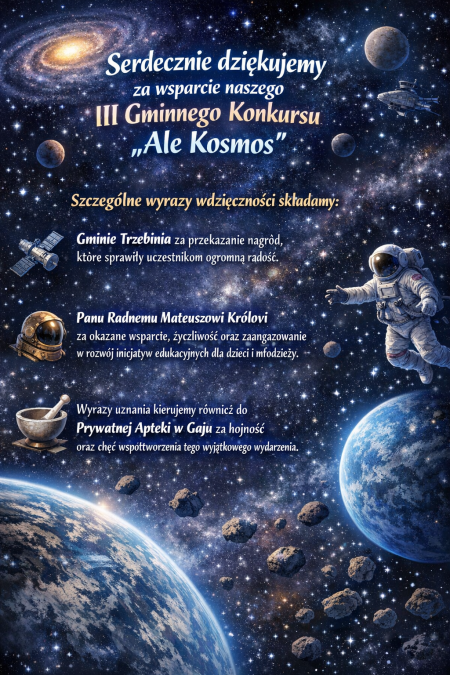 PODZIĘKOWANIA DLA SPONSORÓW III GMINNEGO KONKURSU ALE KOSMOS!